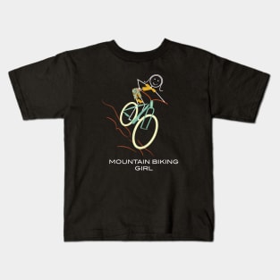 Funny Womens Mountain Biking design Kids T-Shirt